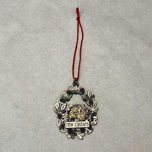 New Orleans Pewter Ornament Theater Masks Mardi Gras Holiday Christmas